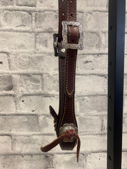 Weaver One Ear Headstall w/Tooled Silver Buckles