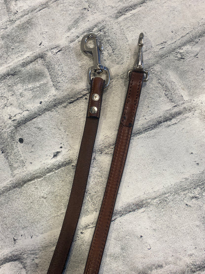 Raised Leather Dog Leash Brown 48-52"