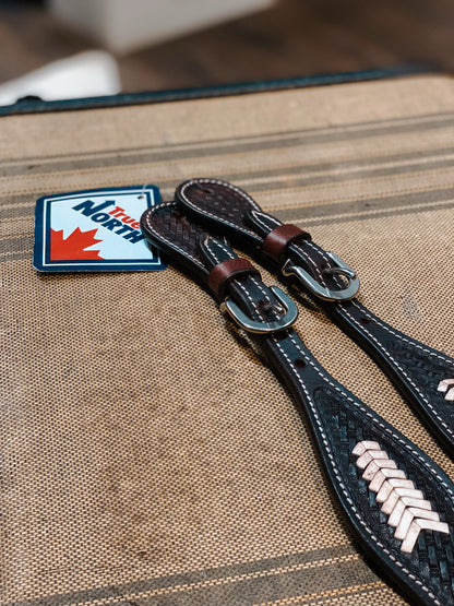 True North Basket Weave + Rawhide Spur Straps Dark Oil