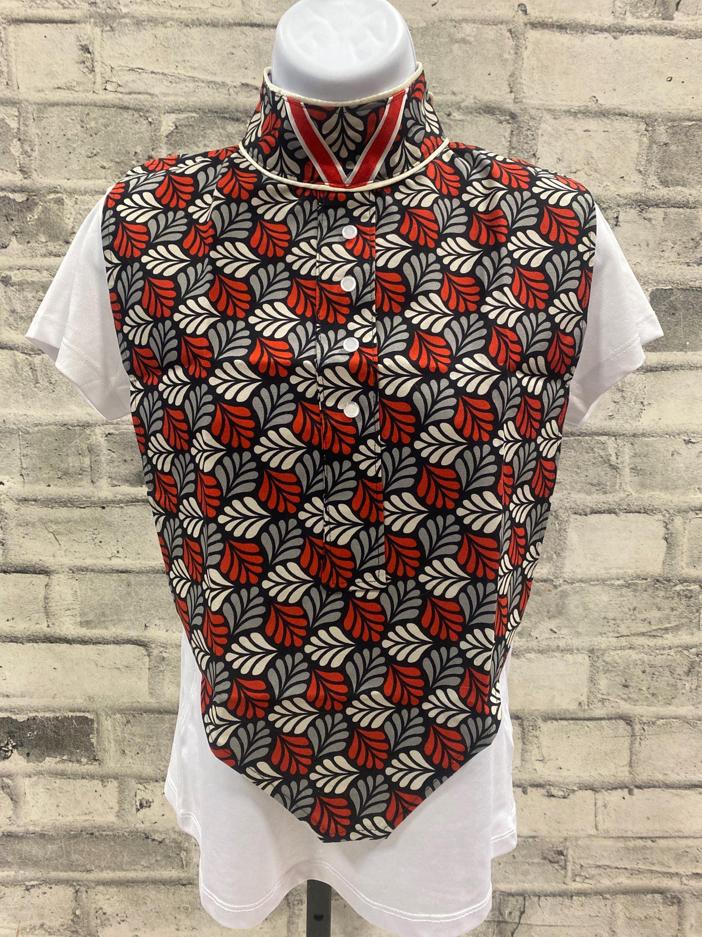 Klip Klop Kreations Dickie - Red, Black & Grey Floral Pattern + Red & White