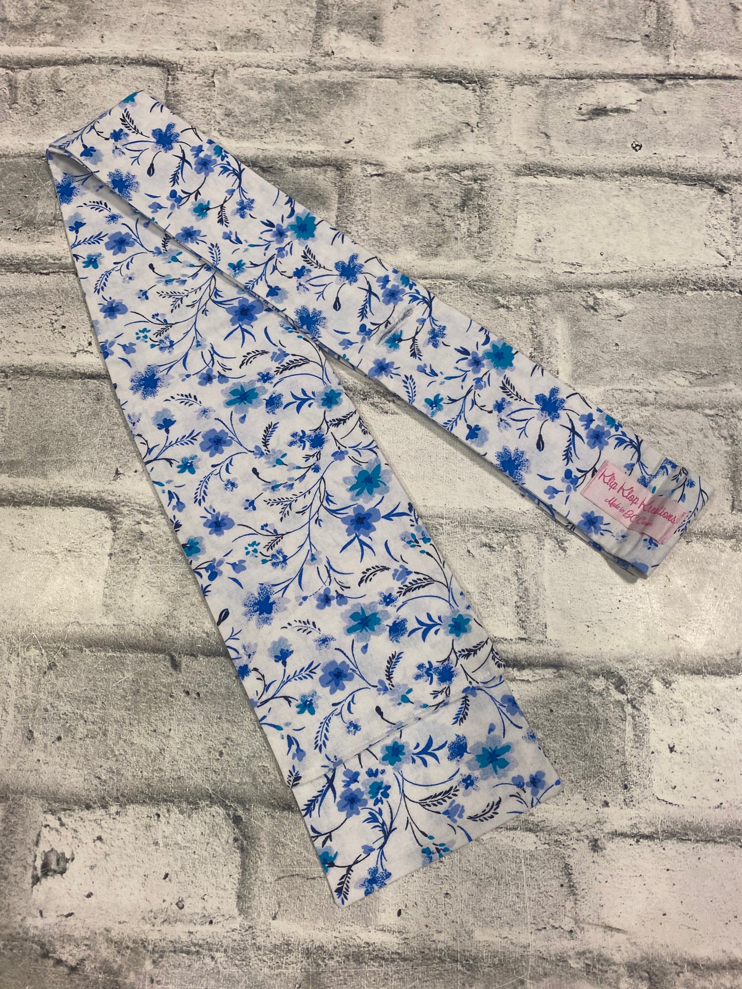 Klip Klop Kreations Four Fold Stock Tie - Blue Floral Pattern