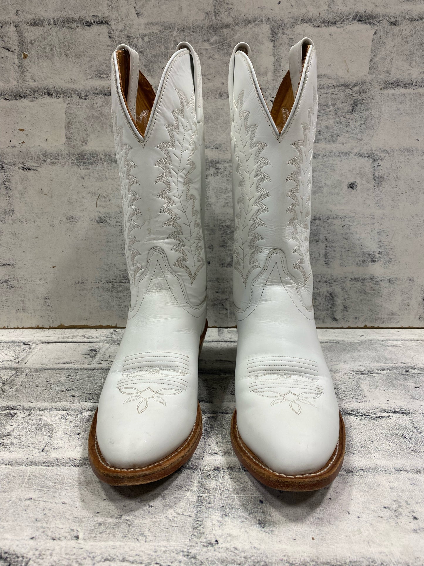 Old West Cowboy Boots White 6 M