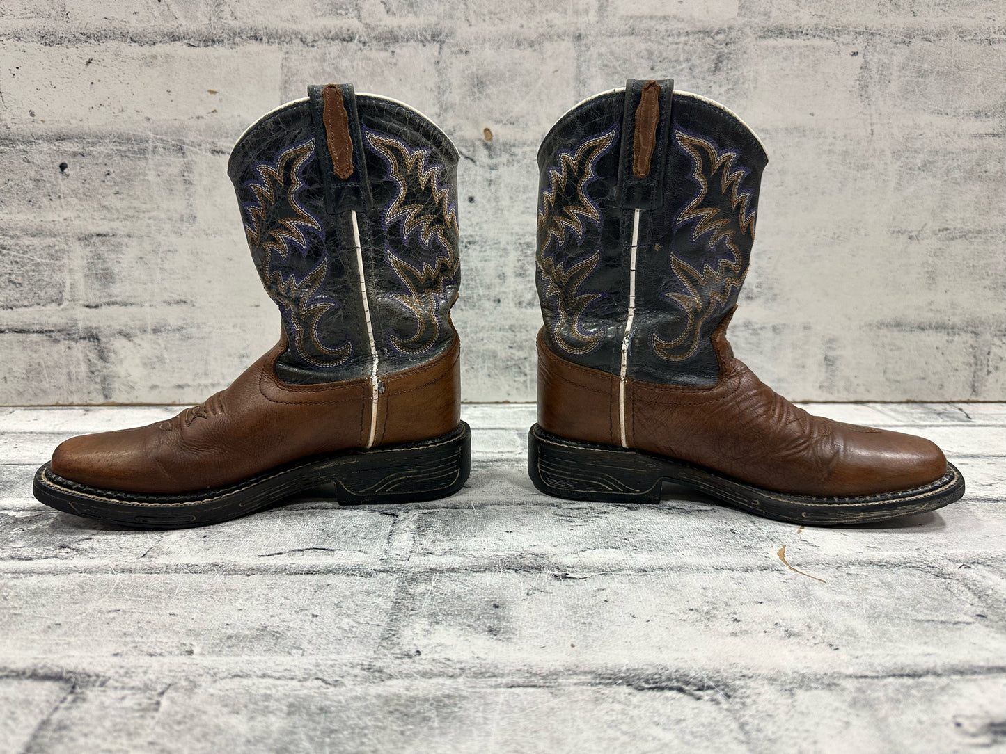Old West Square Toe Cowboy Boots Grey/Purple13D
