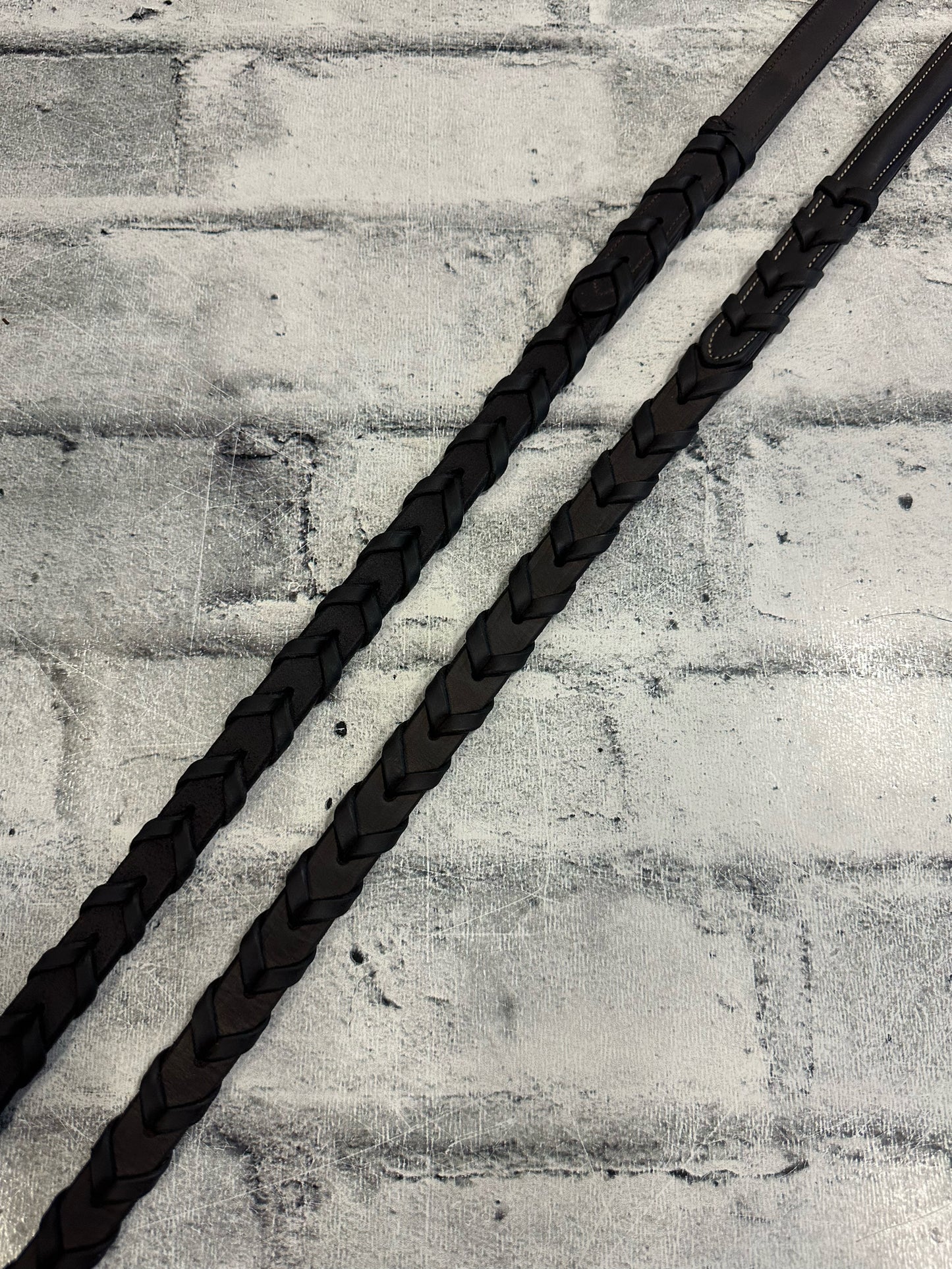 LeMieux Raised Fancy Stitch Laced Reins Brown