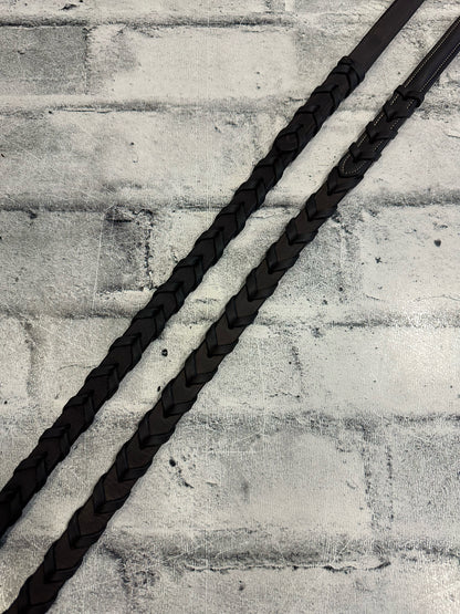 LeMieux Raised Fancy Stitch Laced Reins Brown