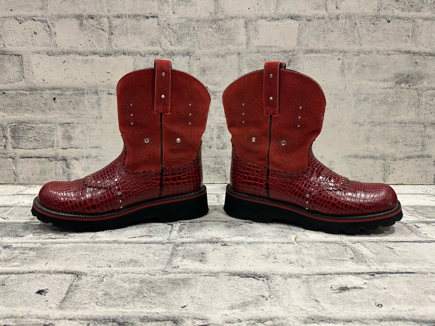 Ariat Phat Baby Short Cowboy Boots Red 9