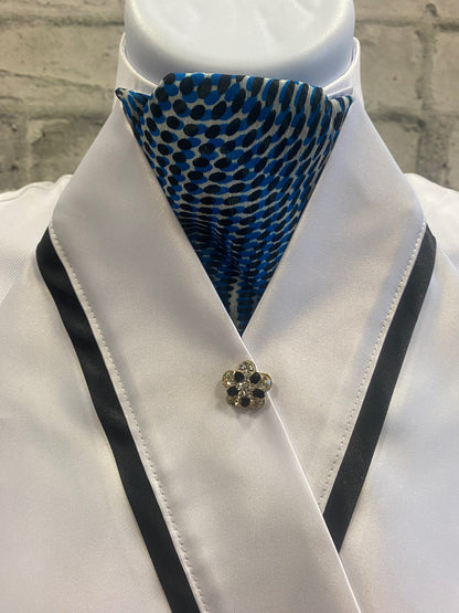 Klip Klop Kreations Crossover Stock Tie - Blue Pattern + Black Piping