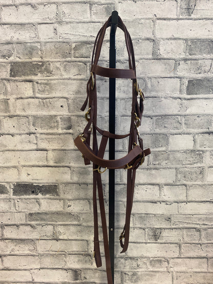 Bad Dog Ranch Nylon Headstall + Reins Brown F NEW