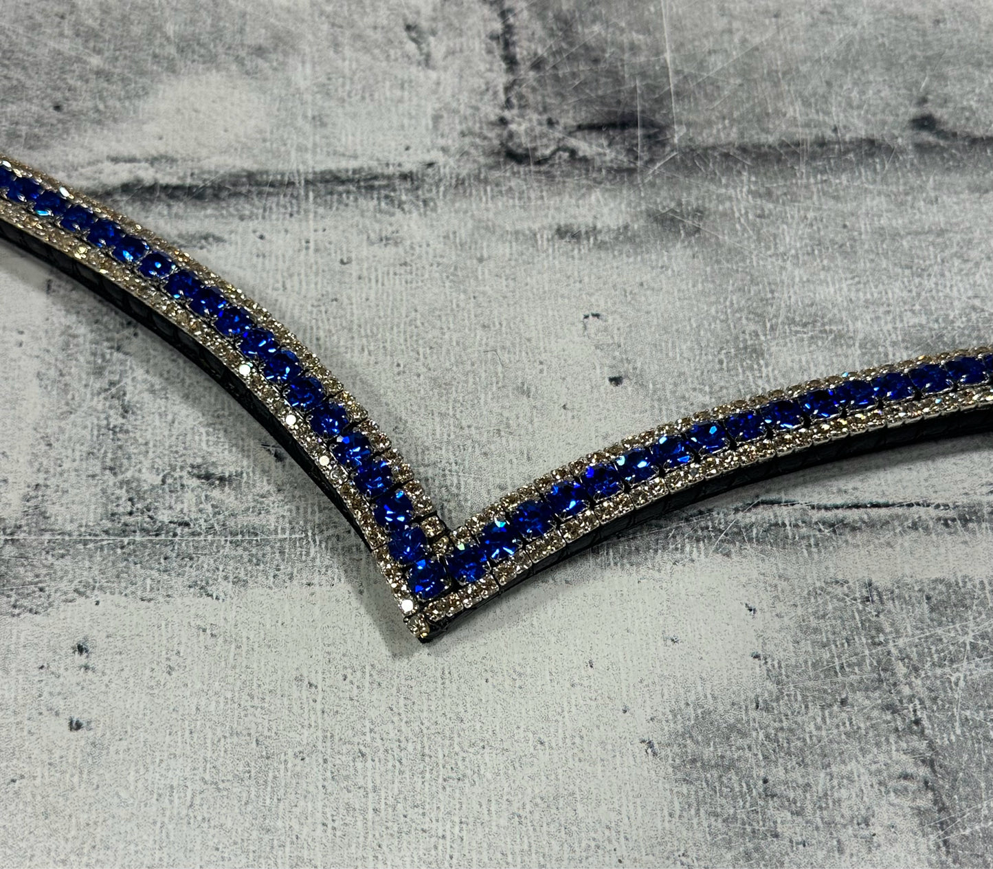 15" Equiture Swaroski Deep Saphire/White Gold Wave Browband