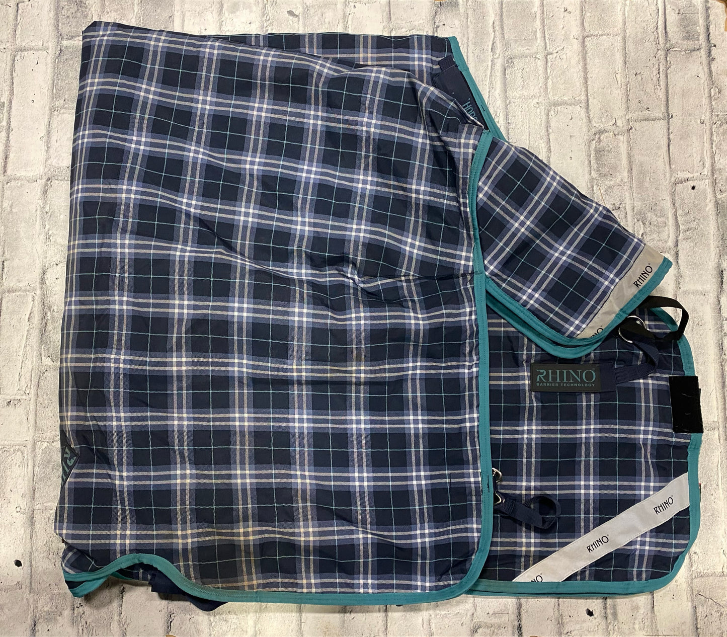 75" Rhino 250g Winter Turnout Blue Plaid