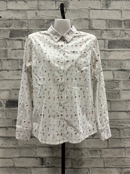 Ariat Button Up Show Shirt White/Multi M