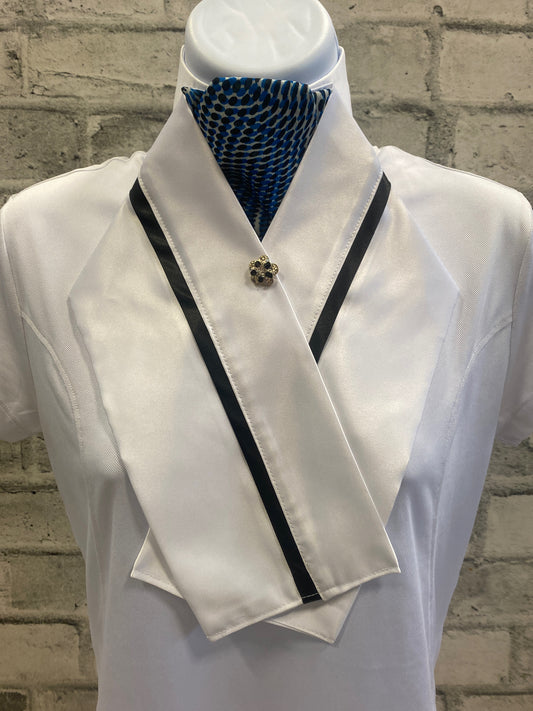 Klip Klop Kreations Crossover Stock Tie - Blue Pattern + Black Piping