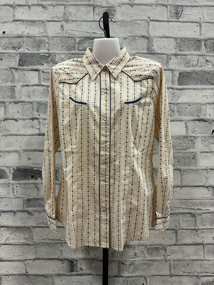 Roper Pearl Snap Show Shirt Beige Floral NEW M