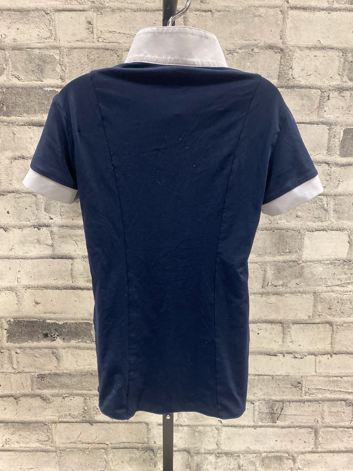 For Horses SS Show Shirt White & Navy Childrens 10