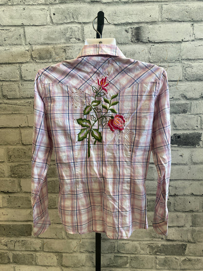 Panhandle LS Button Down Shirt Pink Plaid S