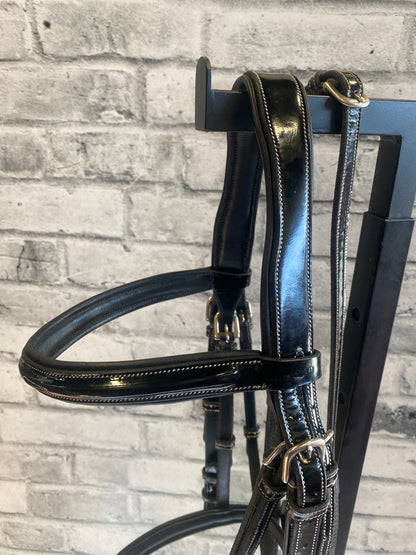 Royal Fancy Stitched Patent Bridle Black F + Reins