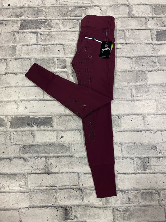 Spooks Ricarda FS Grip High Waist Breeches Burgundy 24 NEW