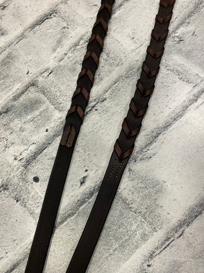 Fancy Stitch Laced Reins Brown