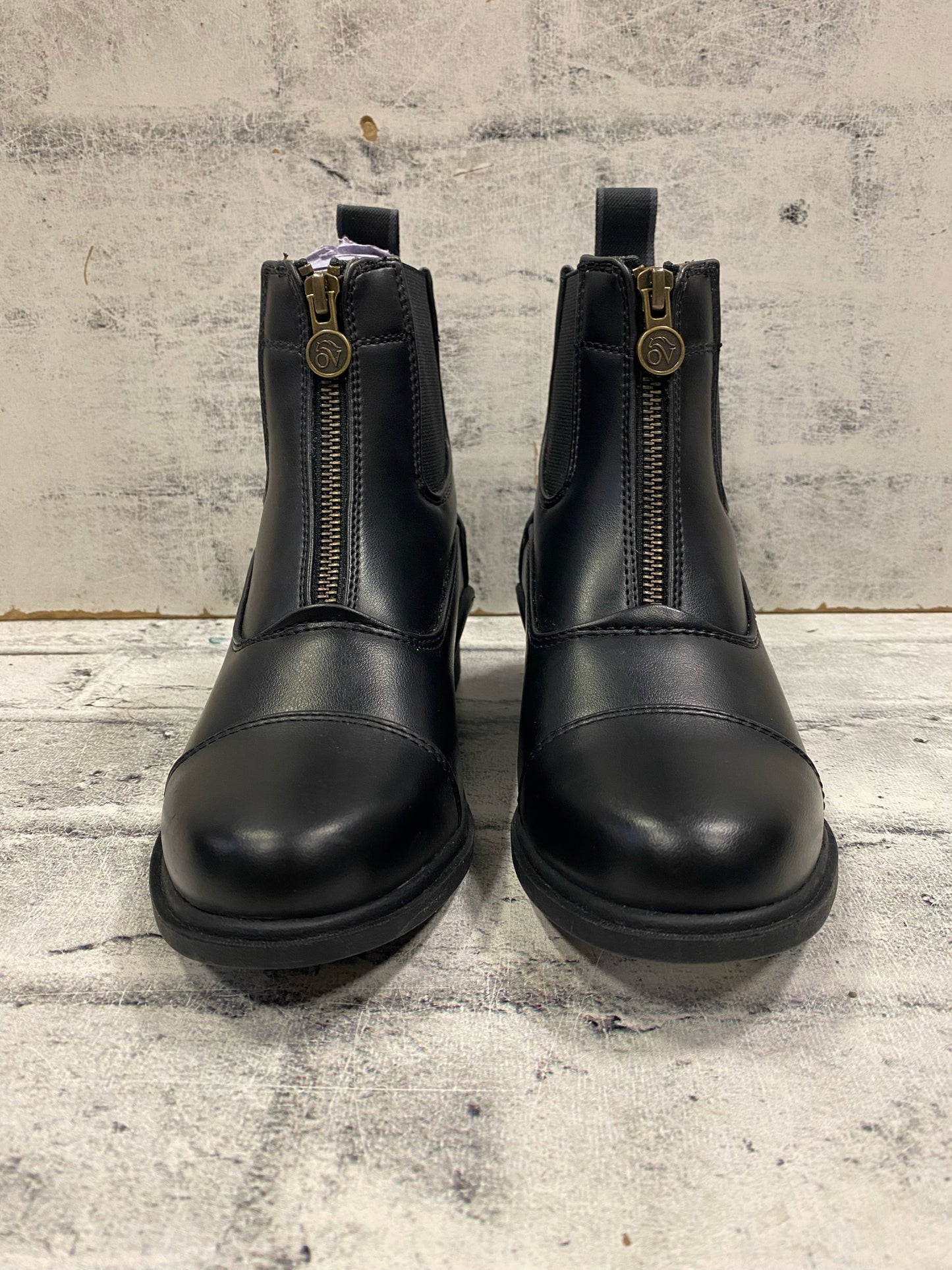 Ovation Zip Up Paddock Boots Black Childrens 3 NEW
