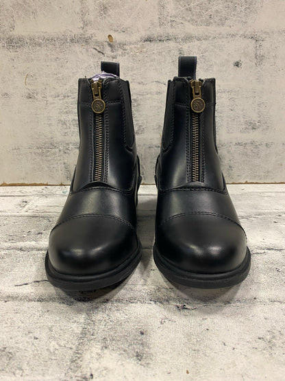 Ovation Zip Up Paddock Boots Black Childrens 3 NEW