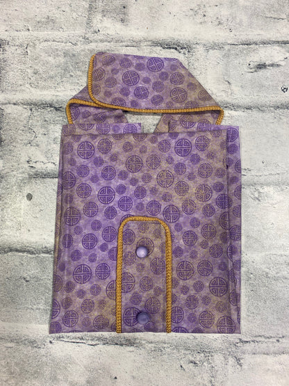 Klip Klop Kreations Dickie - Purple Circle Pattern + Gold Piping + Purple Button