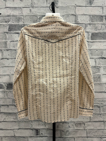 Roper Pearl Snap Show Shirt Beige Floral NEW M