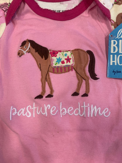 Little Blue House Onesie + Hat Pony Print 6-12m NEW