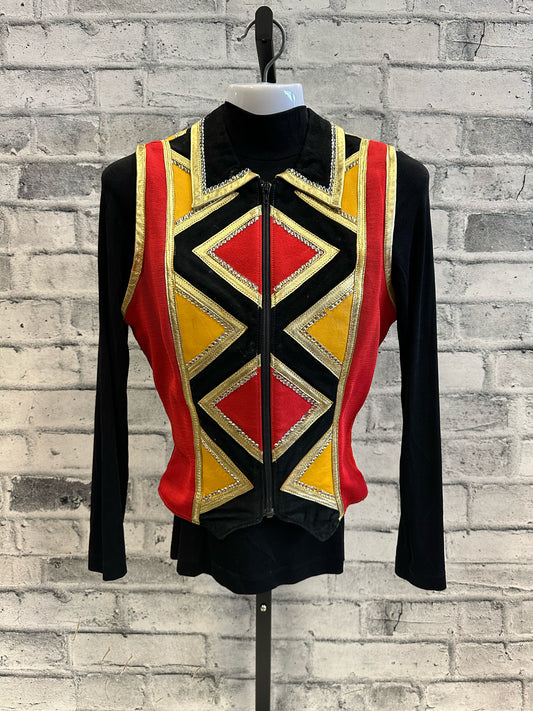 Diane Olsen Show Vest Black/Red/Gold w/Cuffs XS + Undershirt