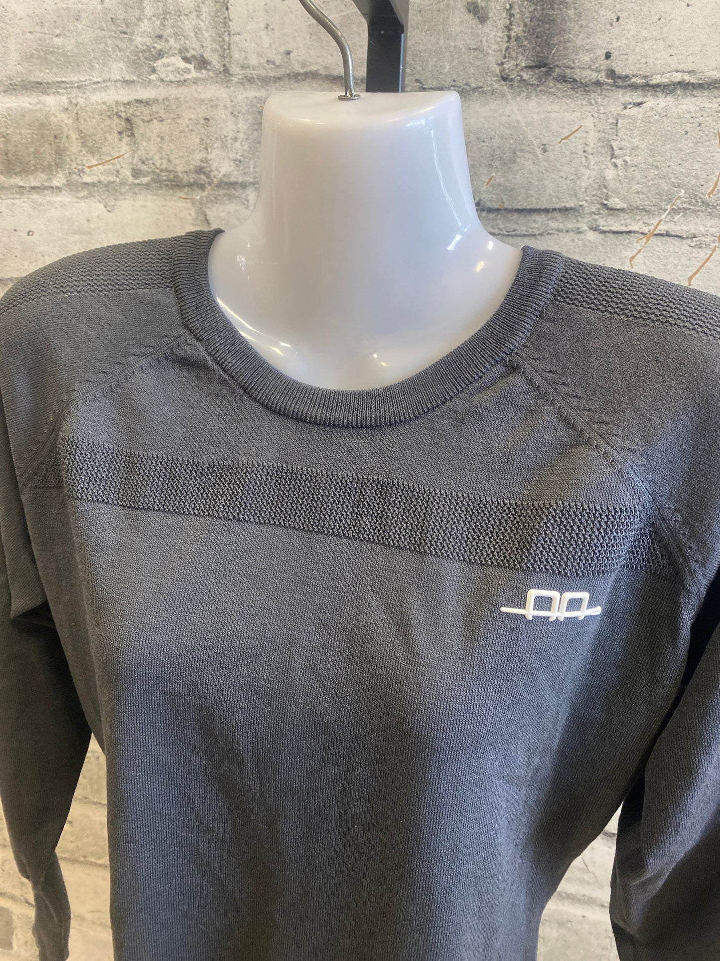 AA Aria Perforated Sweater Charcoal M NEW