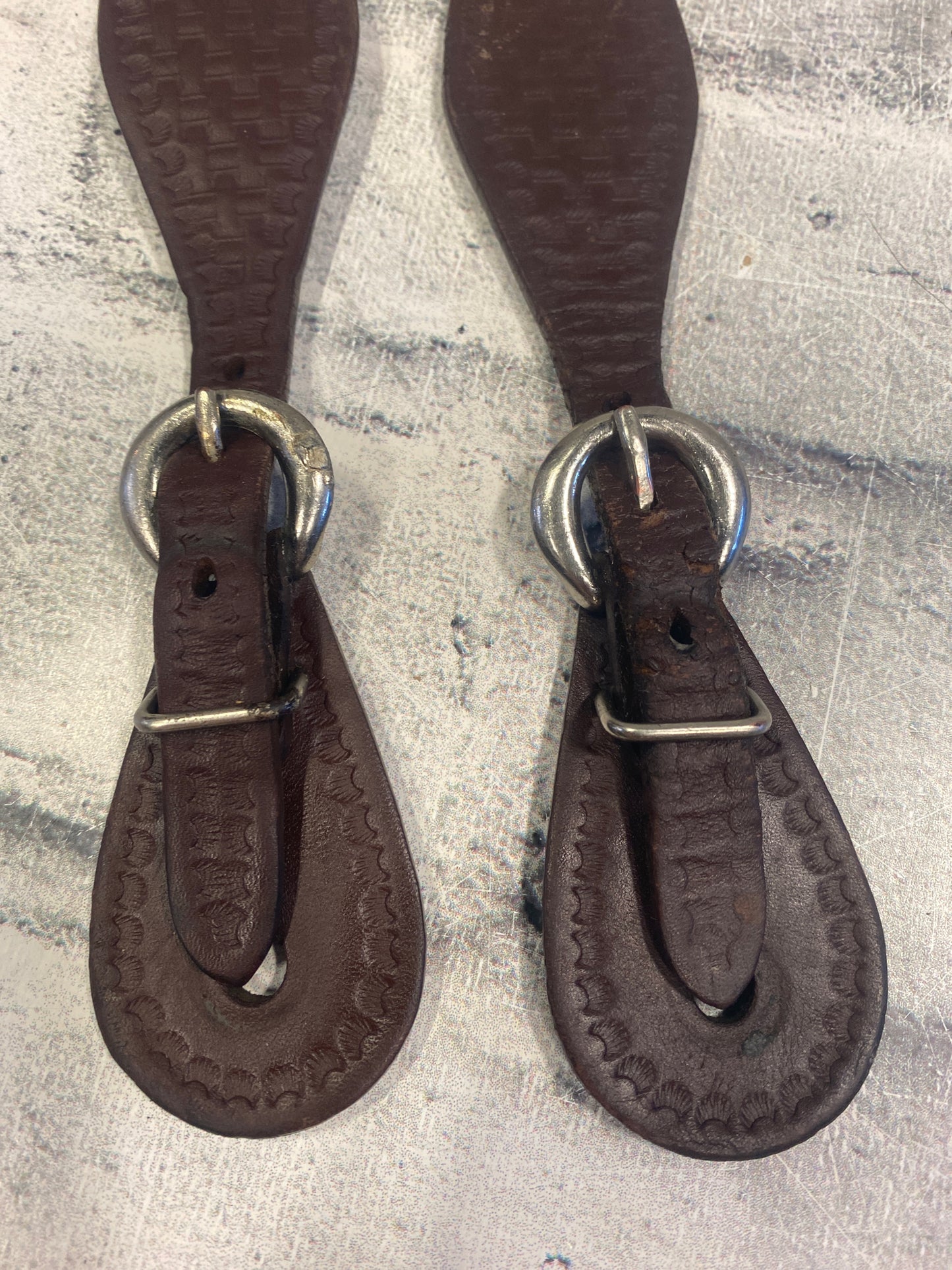 Basketweave Ladies Spur Straps Brown