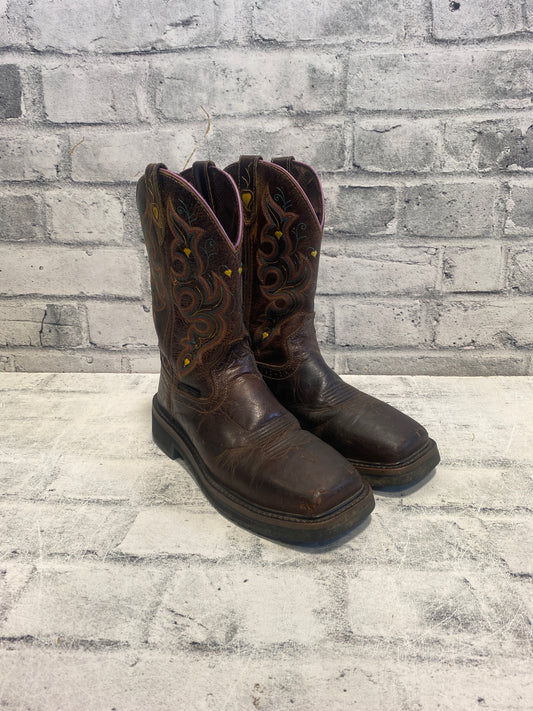 Juston Comp Toe Cowboy Boots Brown 7.5