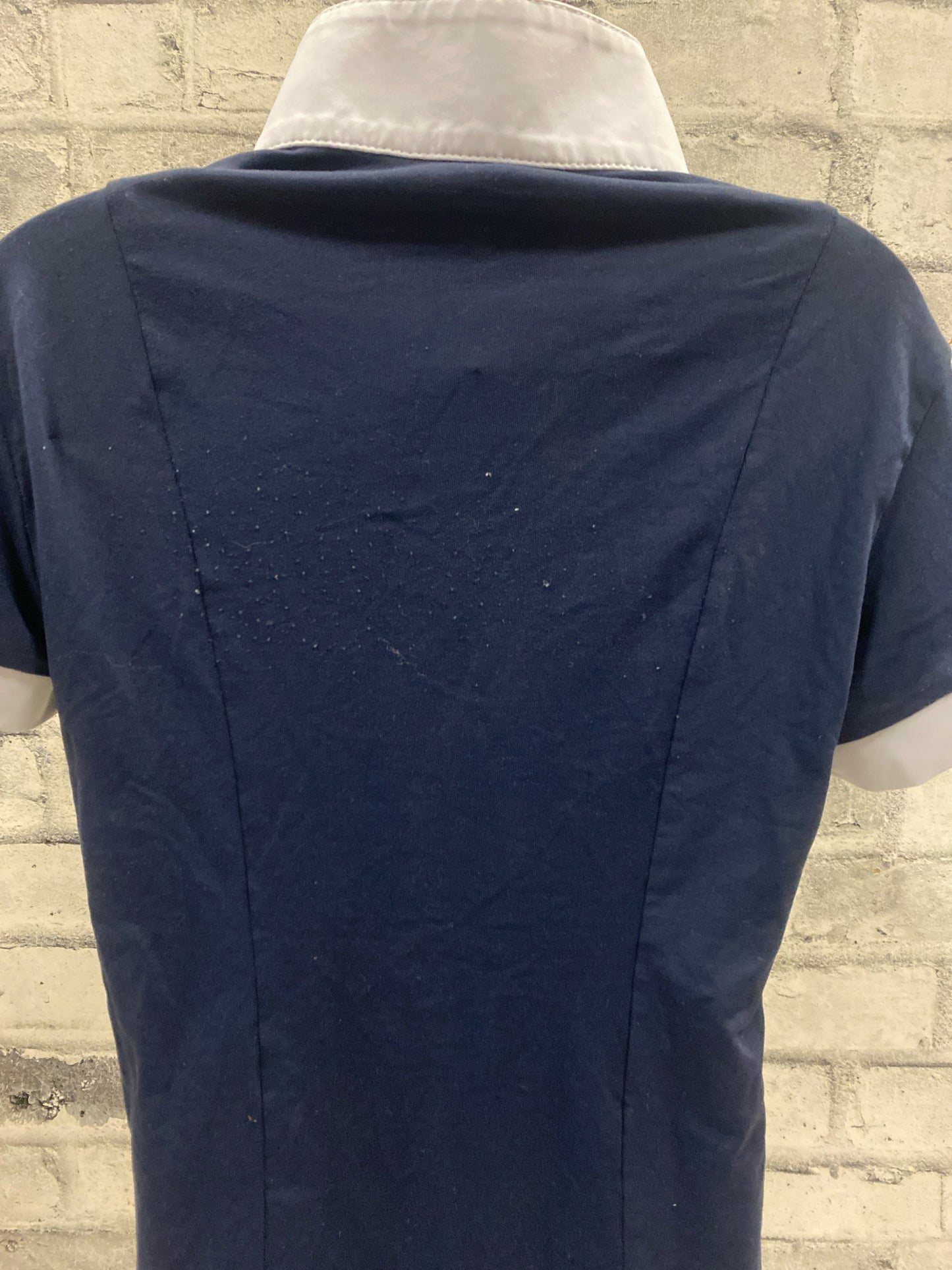 For Horses SS Show Shirt White & Navy Childrens 10