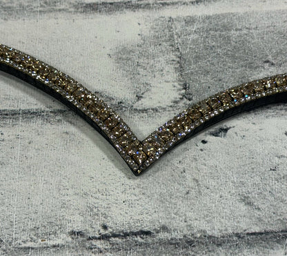 15" Equiture Swaroski Gold/Clear Wave Browband