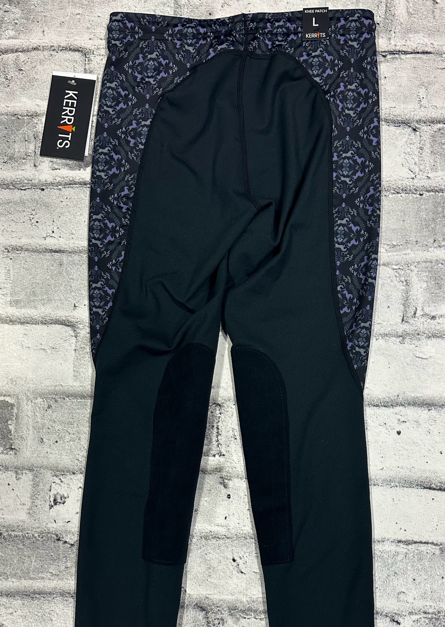 Kerrtis KP Pull On Riding Breeches Black/Pony Print Children's L NEW