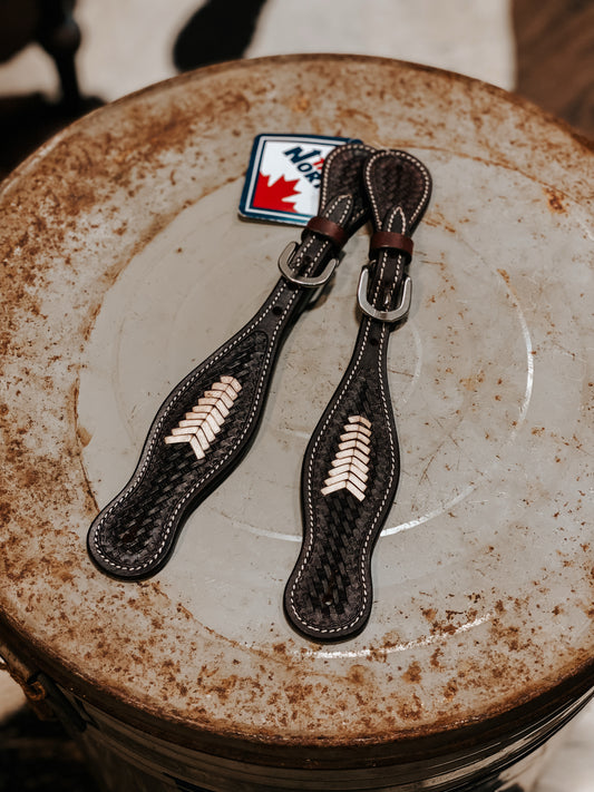 True North Basket Weave + Rawhide Spur Straps Dark Oil