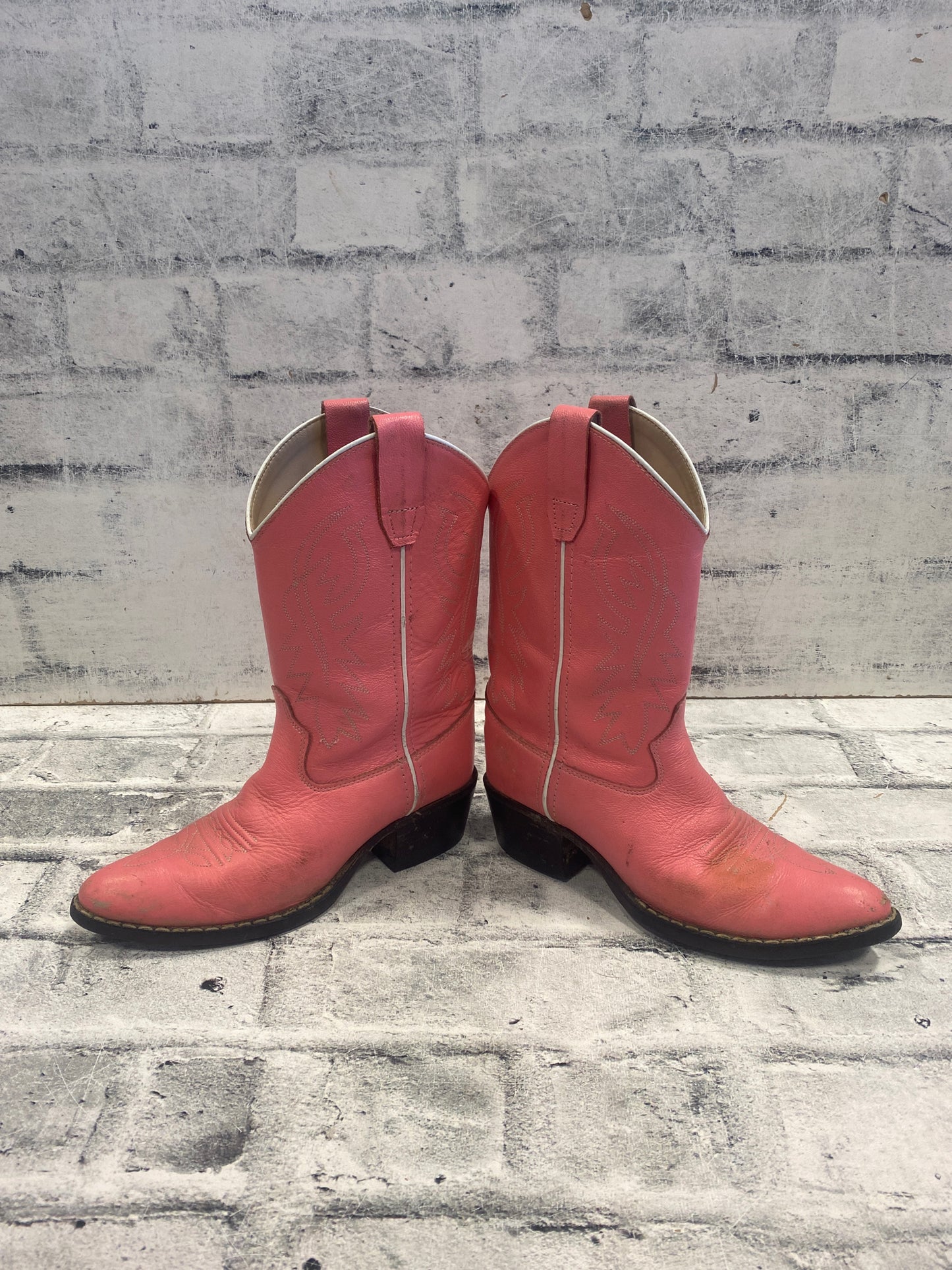 Old West Pointed Toe Cowboy Boots Pink 3 D