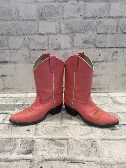 Old West Pointed Toe Cowboy Boots Pink 3 D