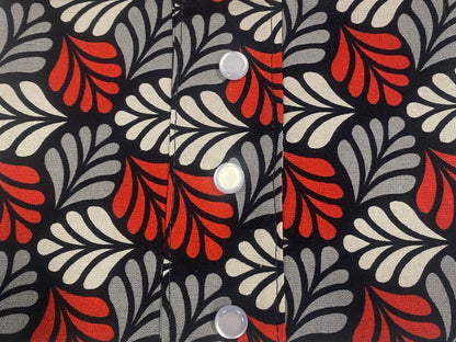 Klip Klop Kreations Dickie - Red, Black & Grey Floral Pattern + Red & White