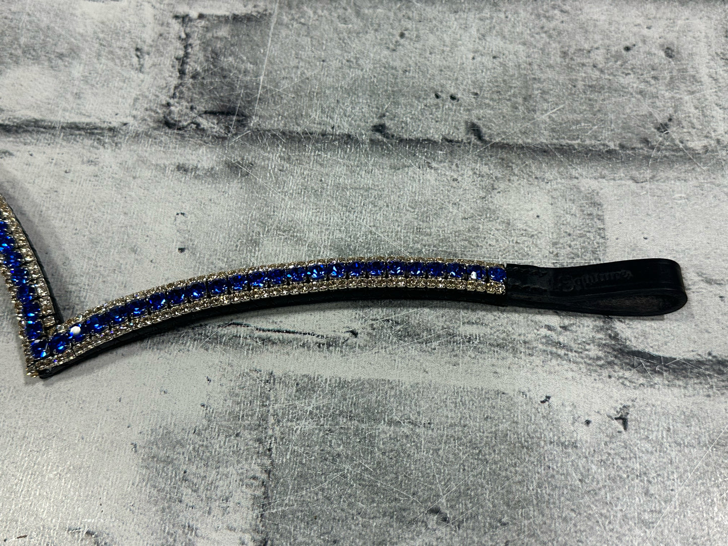 15" Equiture Swaroski Deep Saphire/White Gold Wave Browband