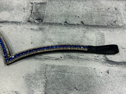 15" Equiture Swaroski Deep Saphire/White Gold Wave Browband