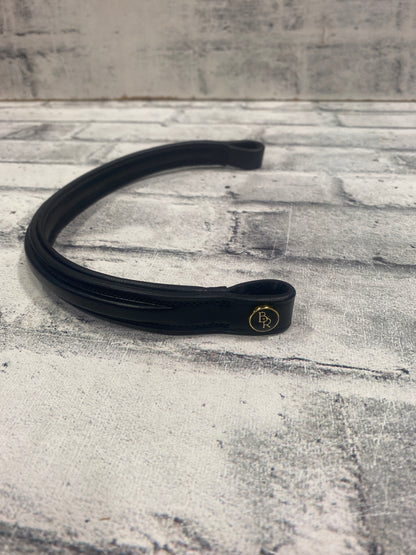 BR Raised Leather Browband Black 15.5"