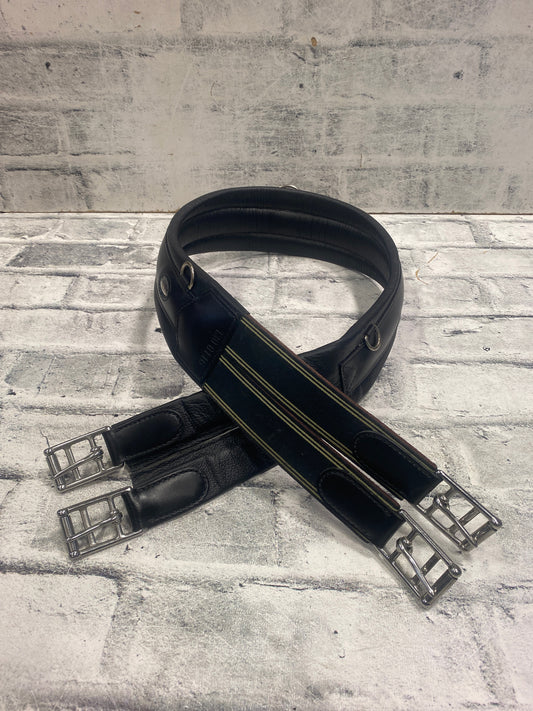 50" Prestige Leather Girth w One Side Elastic Black