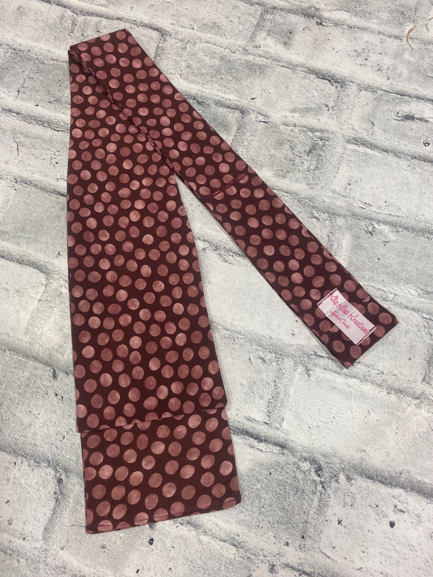 Klip Klop Kreations Four Fold Stock Tie - Burgundy Polka Dots