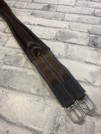 58" Stubben Leather Girth w Double Elastic Brown