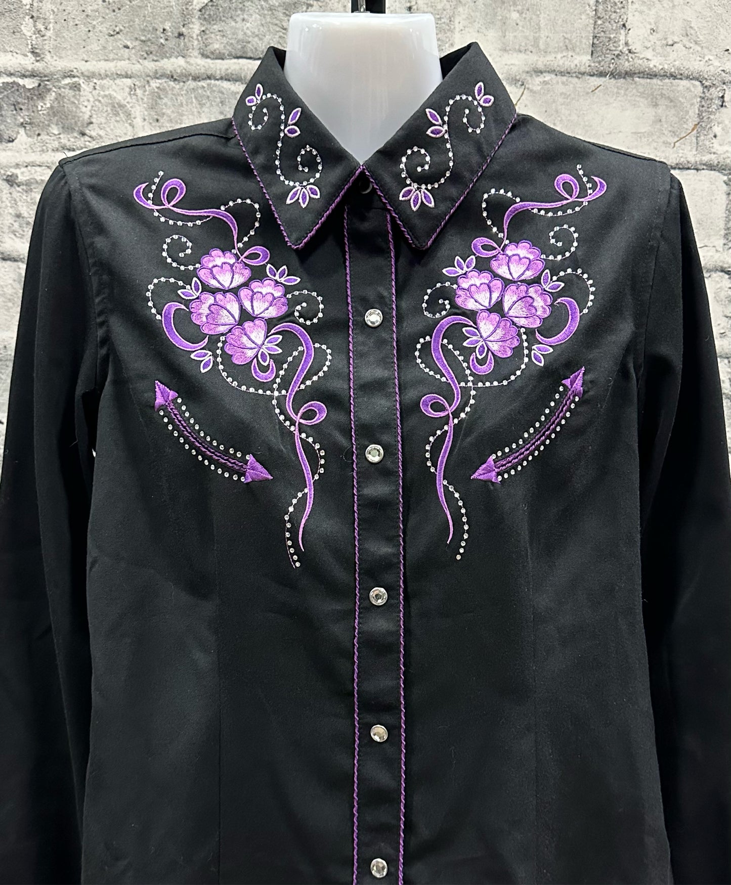 Panhandle Slim Pearl Snap Show Shirt Purple/Black M