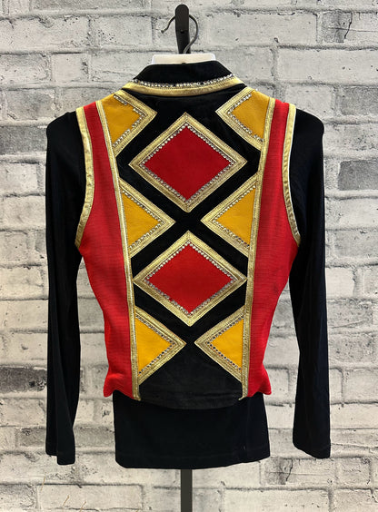 Diane Olsen Show Vest Black/Red/Gold w/Cuffs XS + Undershirt