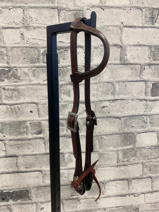 Weaver One Ear Headstall w/Tooled Silver Buckles