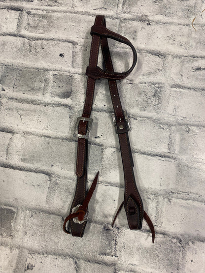 Weaver One Ear Headstall w/Tooled Silver Buckles