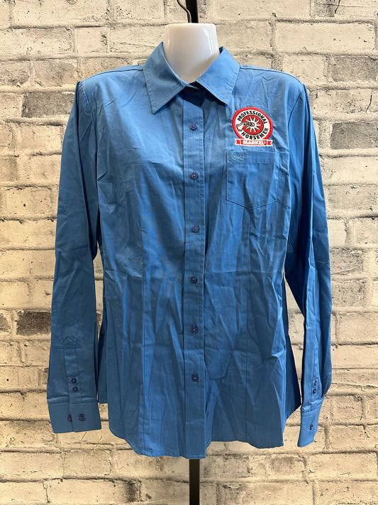 Cruel Girl Button Up Show Shirt (Embroidered ) Blue L
