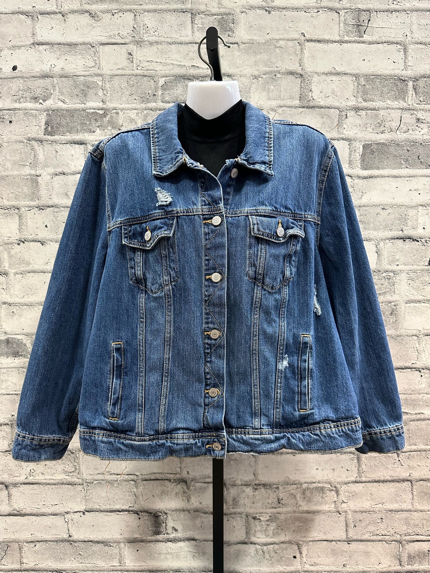Hot Rod Art Cowgirl Painted Jean Jacket XXL